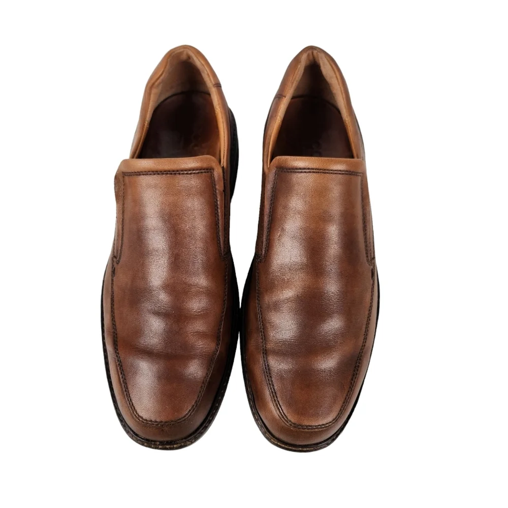 Ecco Holton Apron Toe Slip On Brown Leather Loafers Mens Size 10 to 10.5 EU 44